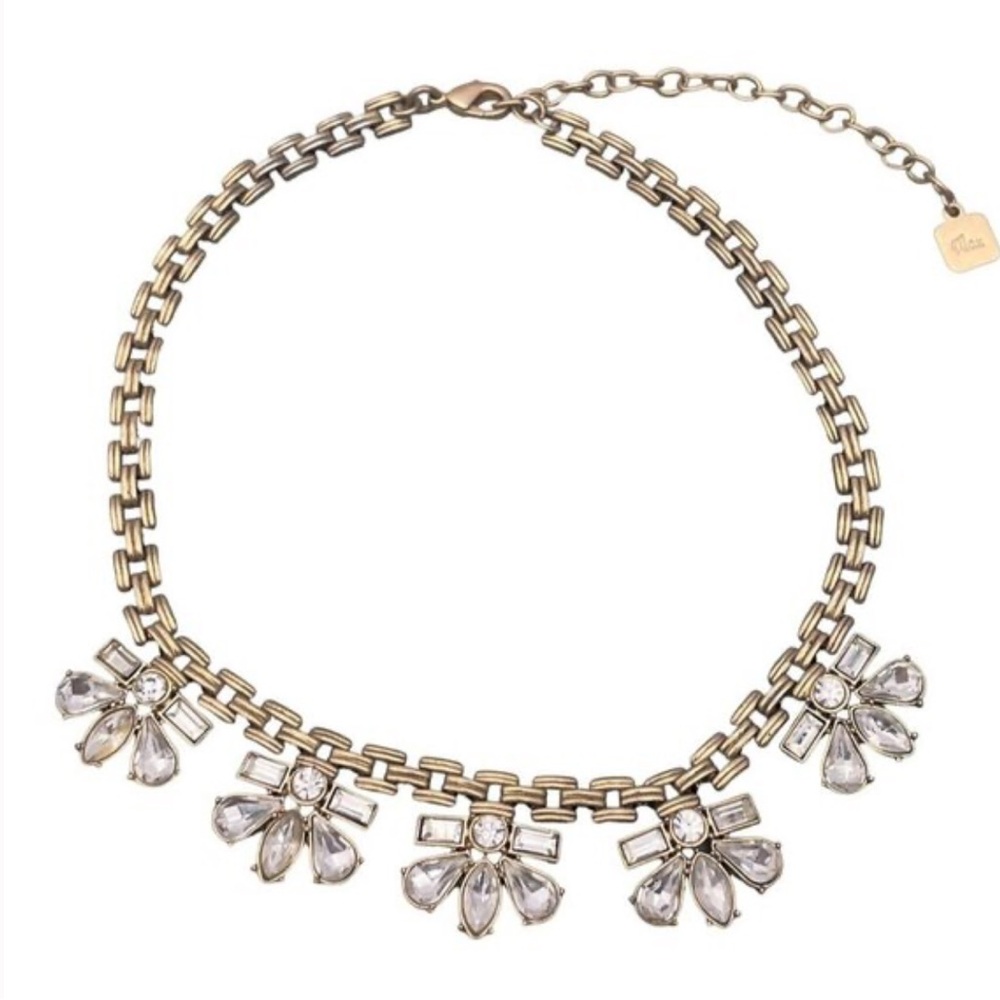 Max & Zoe Gold Plated Crystal Rhinestone Floral Statement Choker Bib Necklace